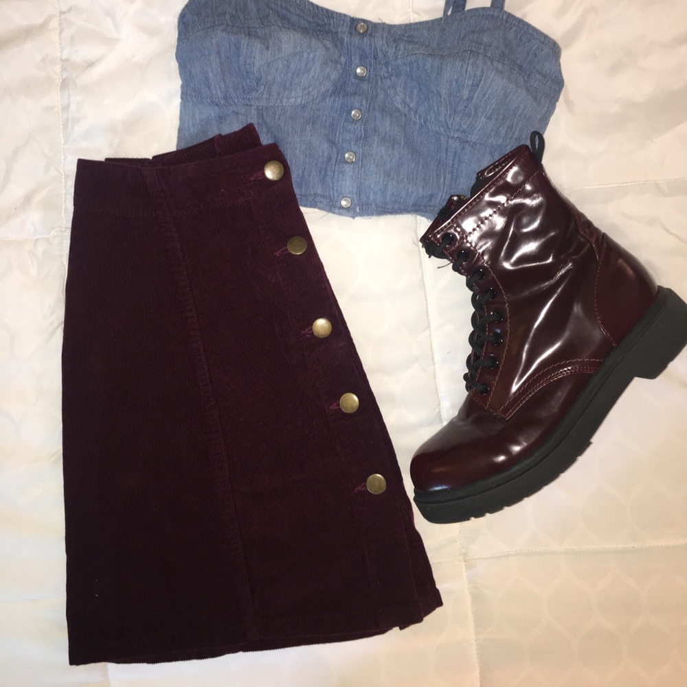 Corduroy button-up skirt